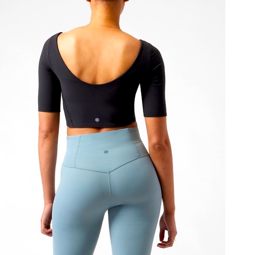 Athleta Black Open-Back Exhilarate crop top